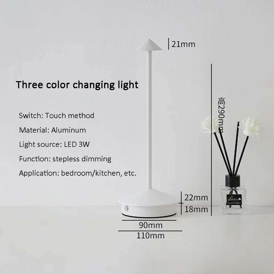 2er-Set KFV LED Tischlampen aus Aluminium mit Touch-Sensor, wiederaufladbar, dimmbar und mit einstellbarer Farbtemperatur in Weiß - Bild 4