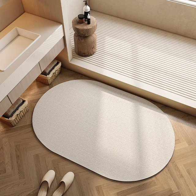 Saugfähige und rutschfeste Bodenmatte aus Diatomeenerde von the BAY in Beige, B/B: 90 x 60 cm, Höhe: 0,25 cm - Bild 1