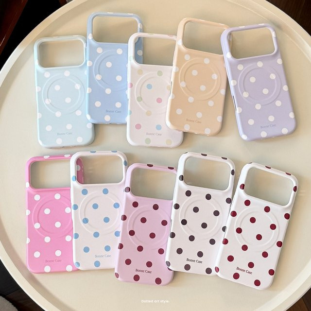 Stoßfeste Handyhülle im Koreanischen Design mit buntem Polka-Dot-Muster und Magnetverschluss für iPhone 17 16 15 14 Pro Max, Farbe: Multicolour - Bild 1