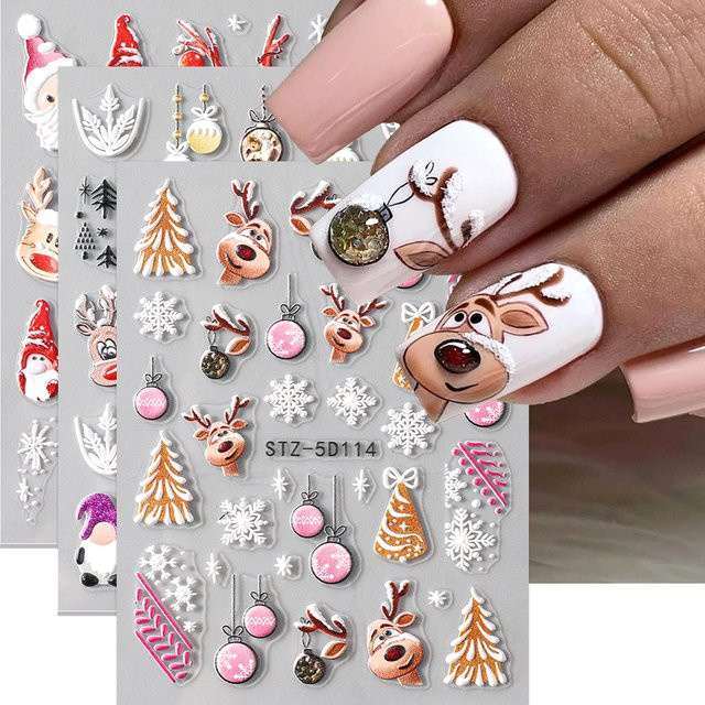 Full Beauty Nagelaufkleber, Rentier Santa Claus, Glänzend, 2 Stück - Bild 1