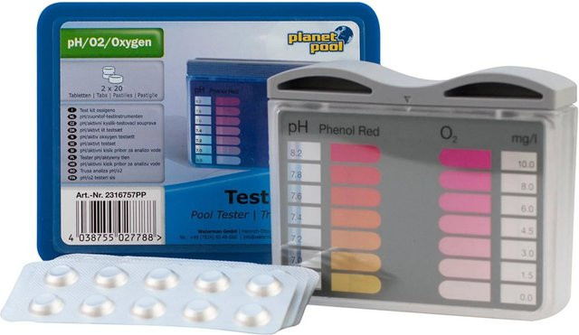 Planet Pool pH und Sauerstoff Testbesteck mit je 20 Tabletten in Blau - Bild 1