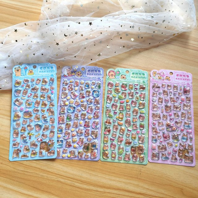 Capybara Pop Seal Harzaufkleber-Set mit 4 Stück in Multicolour von Anime Worlds Store für Planer und Kunsthandwerk - Bild 1