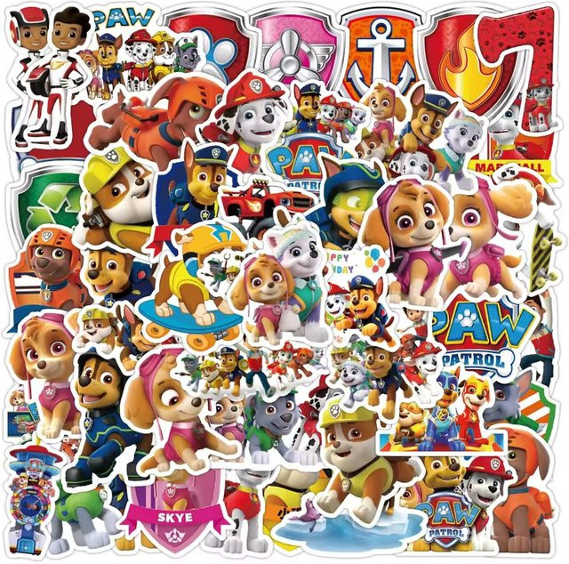 50 Stück Paw Patrol Cartoon-Aufkleber für Kinder in Multicolor, niedliche Motiv-Aufkleber aus Papier für Schulbedarf und Belohnungen - Bild 1
