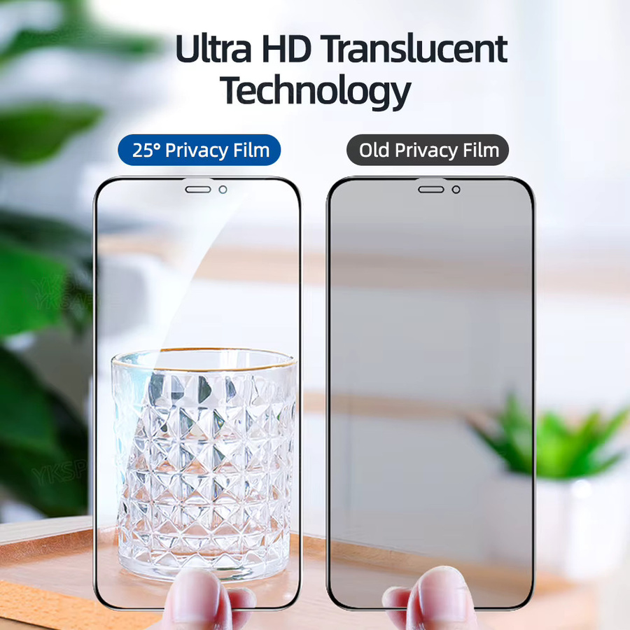 YKSPACE Anti-Spionage Blickschutz Panzerglas für iPhone 18 17 16 15 14 13 12 11 Pro Max Plus Mini XR XS transparent - Bild 2