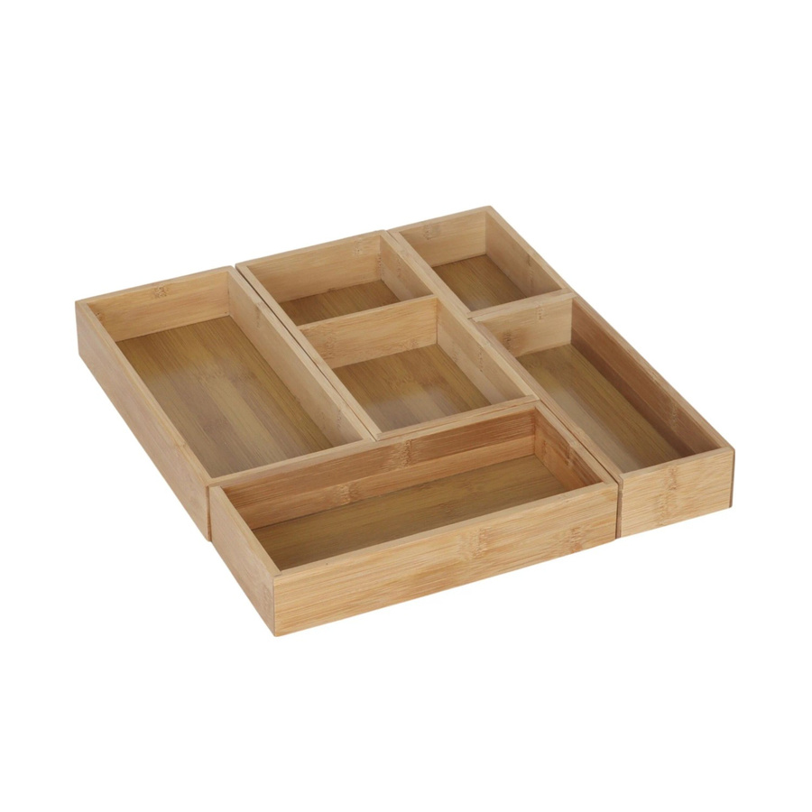 Relaxdays Schubladeneinsatz aus Bambus und MDF in Natur, 5-teiliges Set, B/T/H: 27 x 12,5 x 5 cm - Bild 2
