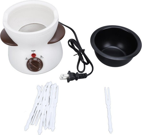 TOMTOP JMS Mini-Elektro-Fondue-Set mit 10 Tauchgabeln zum Schmelzen von Schokolade in Weiß