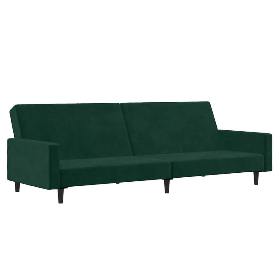 vidaXL Schlafsofa 2-Sitzer Click-Clack aus Samt in Grün mit Massivholzrahmen - Bild 2