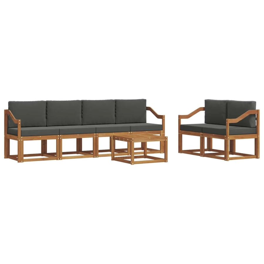 vidaXL Outdoor-Sofagarnitur L-Form aus Akazienholz mit Kissen in Braun und Anthrazit - Bild 2