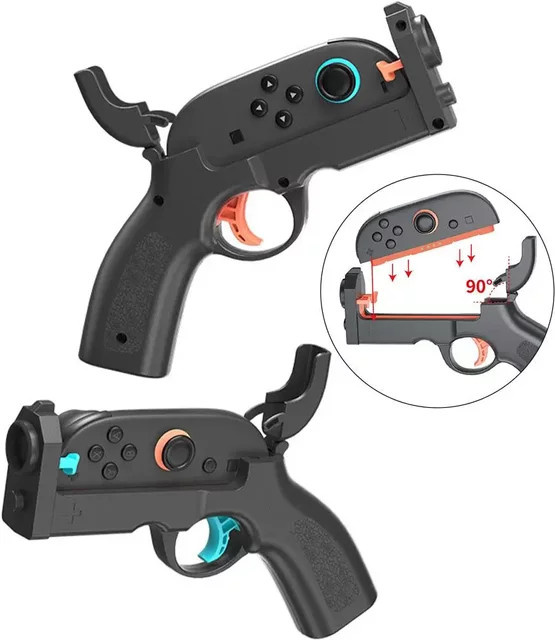 Shooter Gunstock Hand Grip Set für Nintendo Switch, 1 Paar (Links und Rechts), Schwarz - Bild 1
