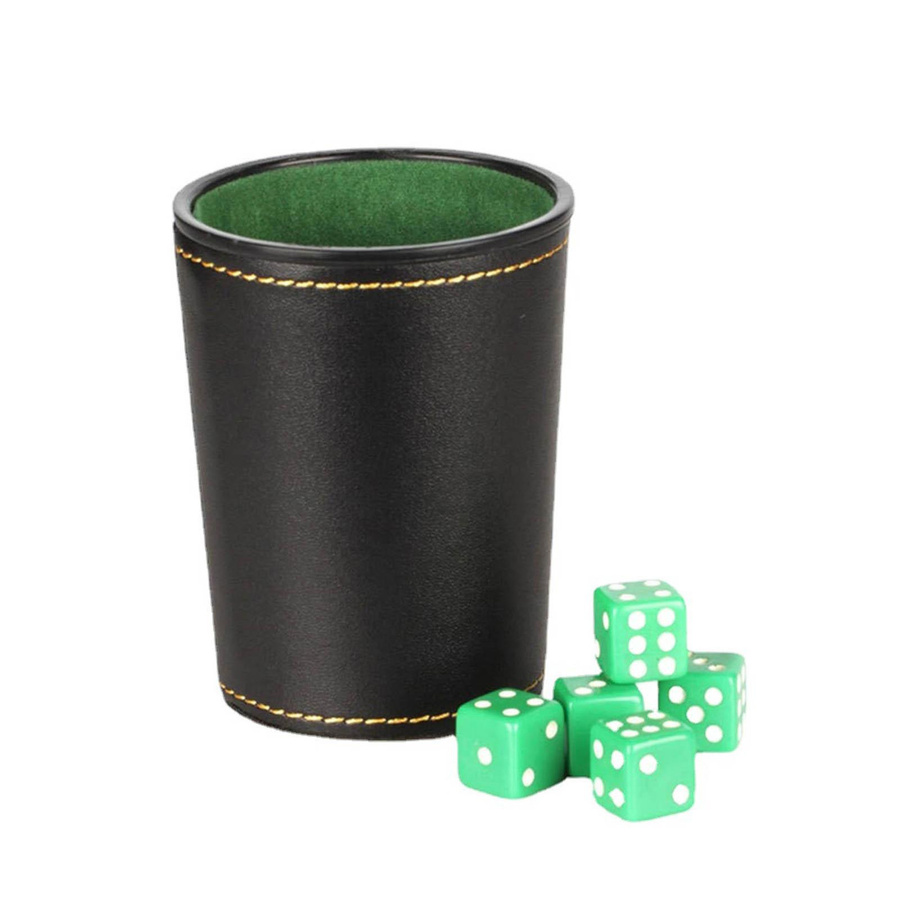 Shoemst Würfelbecher Set aus PU-Leder, Schwarz, 5-teiliges Set - Bild 8