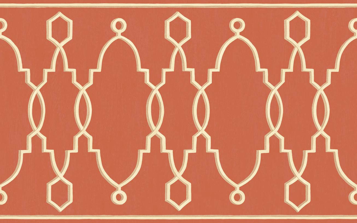 Cole & Son Tapete Border Art Deco Geometric in Rot, Non-Woven - Bild 1