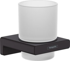 Hansgrohe Zahnputzbecher AddStoris aus Glas und Metall in Mattschwarz zur Wandmontage - Bild 1