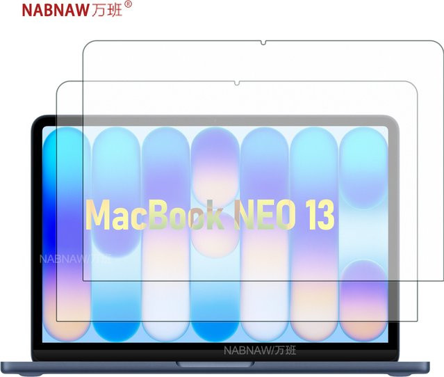 NABNAW Displayschutzfolie aus gehärtetem Glas für MacBook NEO 13 Zoll, 2er-Pack, transparent, 9H Anti-Kratz-Schutz - Bild 1