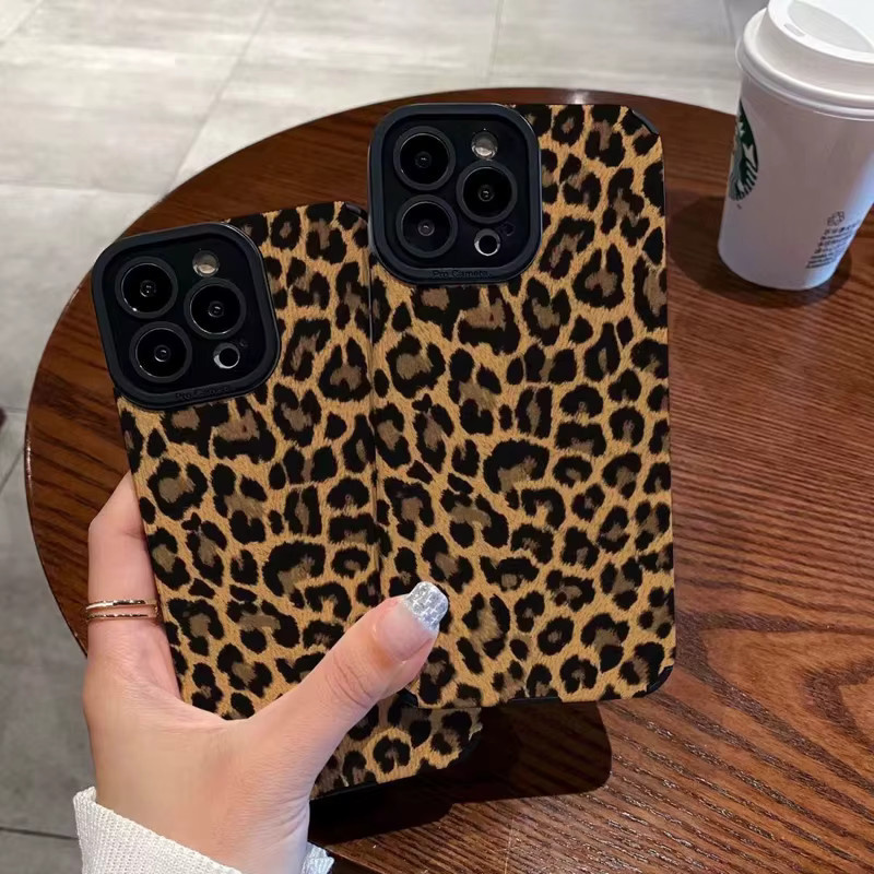 Luxuriöse Silikonhülle im Leoparden-Design für iPhone 14 15 Pro Max 13 12 11 und SE in Braun und Schwarz - Bild 2
