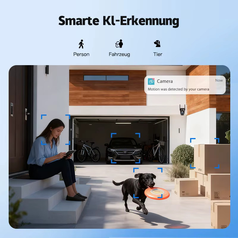 SZSINOCAM 2er-Set WLAN PTZ Außenkamera mit integriertem Akku und Solarpanel, kabellose HD IP-Videoüberwachungskamera in Schwarz - Bild 3