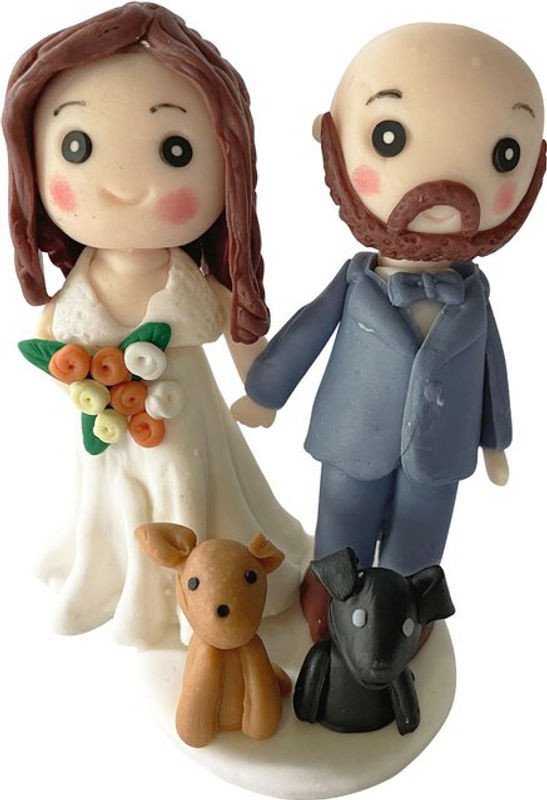 Mehrfarbige Hochzeitstorte-Puppe aus Kunstharz als Herbstdekoration für Paare und Hochzeiten - Bild 1