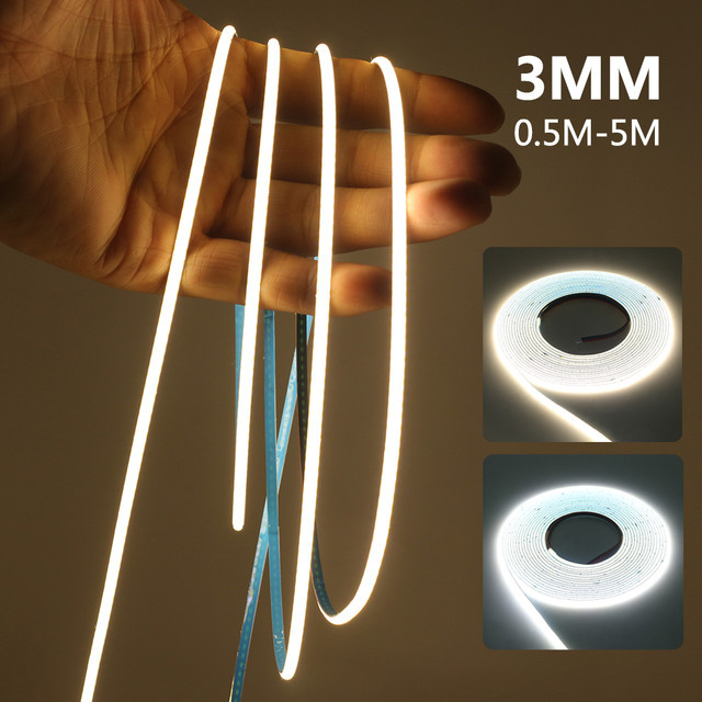 XUNATA COB LED-Streifenlicht 5V, warmweiß, dimmbar, selbstklebend, linearer LED-Band mit USB-Anschluss, RA90, 3 mm PCB - Bild 1