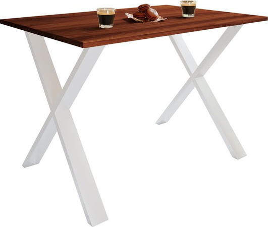 VCM Premium Holz Esstisch Xona X in Weiß mit Holzstruktur-Nachbildung, H x B x T: 76 x 140 x 50 cm