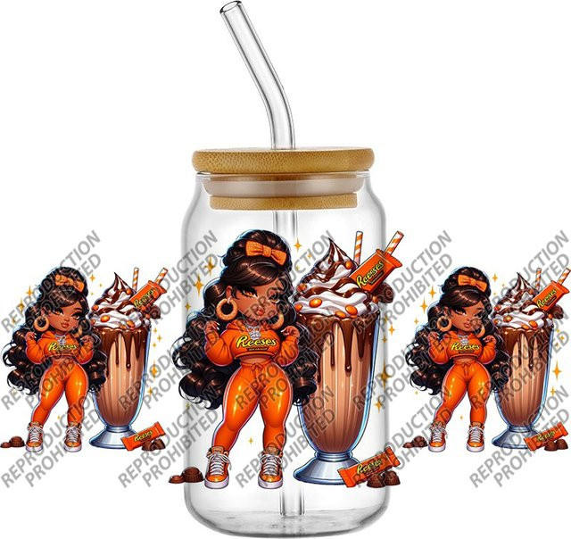 Black Baddie Milchshake Eiscreme UV DTF 3D Transfer Aufkleber für Glasbecher Multicolour - Bild 1