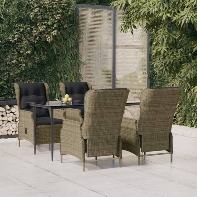 5-tlg. Gartenmöbel-Set Vidaxl aus Polyrattan in Braun und Schwarz - Bild 1