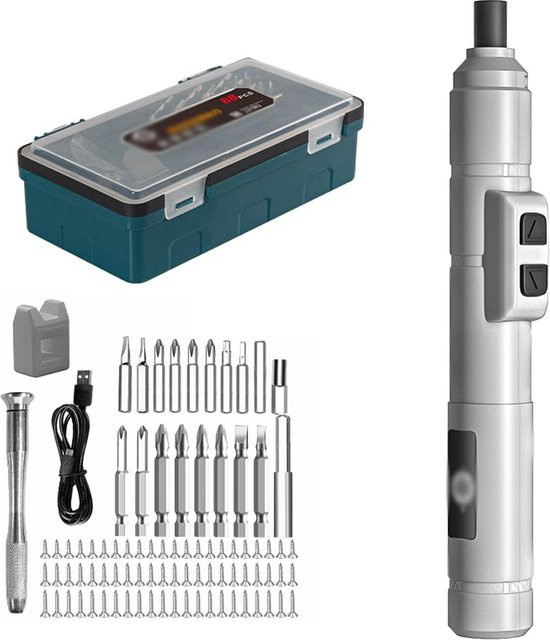 Kkmoon 88-teiliges Multifunktions-Schraubendreher-Set mit Metall-Bits und Akku, 250 U/min, Mehrfarbig - Bild 1