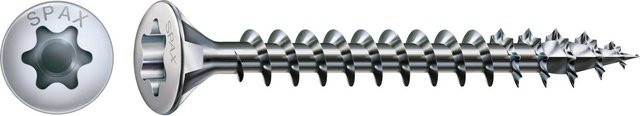 Spax Linsenkopf Holzschraube mit T-Star Plus-Antrieb aus Stahl in Silber, Durchmesser: 4 mm, Länge: 50 mm, 100 Stück - Bild 1