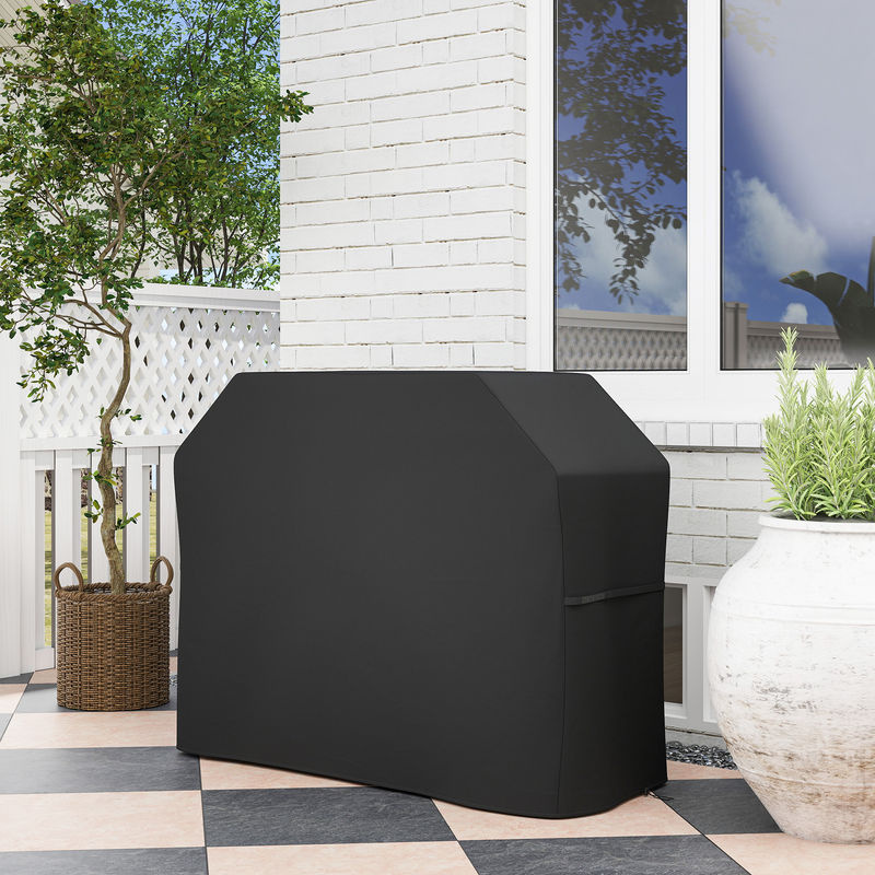 Outsunny Wetterfeste Grillabdeckung für Gasgrills aus Oxford-Stoff mit Klettverschlüssen, Schwarz, H x B x T: 120 x 147 x 61 cm - Bild 2