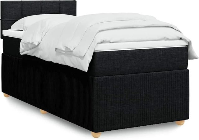 vidaXL Boxspringbett Hybrid mit Matratze und USB-Ladeport in Schwarz, B/T: 90 x 190 cm - Bild 1