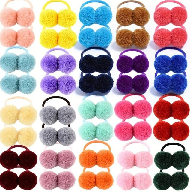 Haargummis Plüschball, elastisch, Kinder, Mädchen, blue - Bild 1