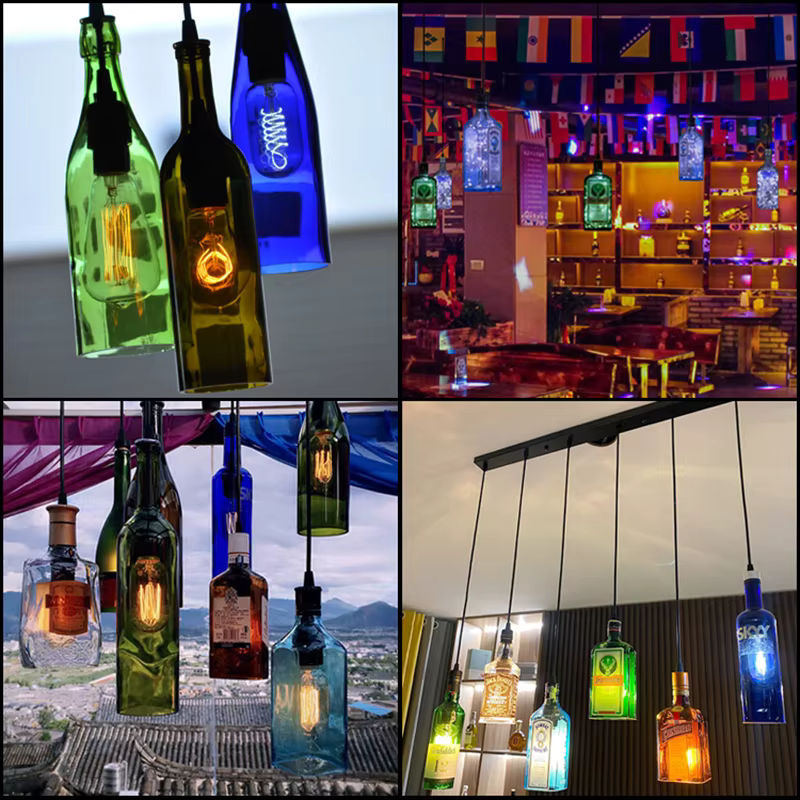 Lava Corki Retro Industrie Loft Hängelampe aus Glas in Transparent für Wein Flaschen im Edison Style - Bild 4