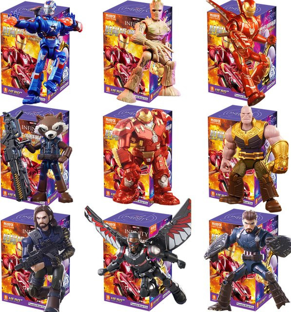 BLOKEES Marvel Avengers Captain America 4 Iron Patriot Hulk MK 44 Groot Thanos Hulkbuster, Bausteine Actionfiguren, Set / Bundle - Bild 1