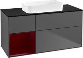 V&B Waschtischunterschrank Finion Regale links Peony Anthrazit matt B: 120 cm, T: 60 cm, H: 60 cm - Bild 1