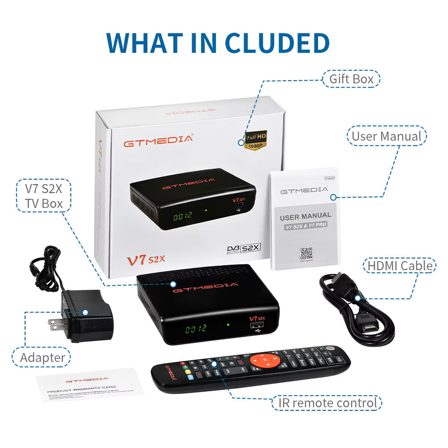 GTMEDIA V7 S2X Satellitenreceiver in Schwarz mit DVB-S/S2/S2X Unterstützung und USB-WLAN für Ccam, Newcam, VCM/ACM, Multi-Stream, T2MI und PLS - Bild 5