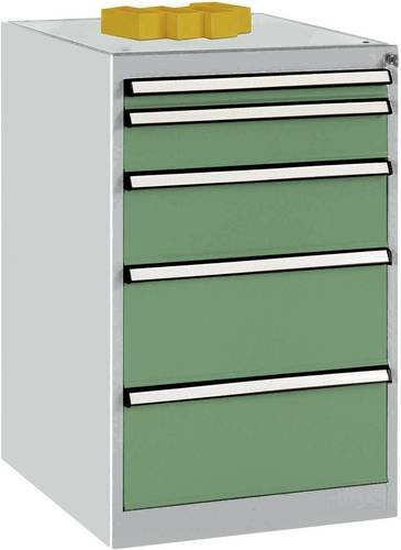 Manuflex BASETEC Schubfachschrank Stationär TP1141.6011 in Resedagrün RAL 6011 mit 5 abschließbaren Schubfächern - Bild 1