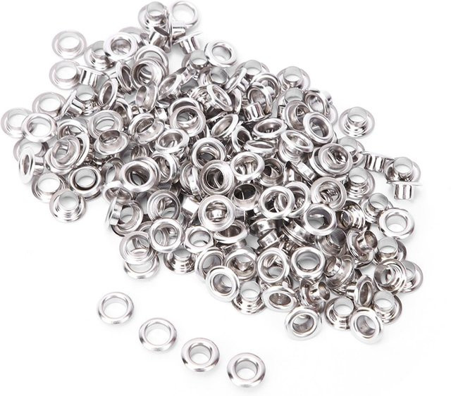 100er Set ZuiyouSports1 Ösen-Set aus Messing für Kleidungsbeutel, doppelseitig, Durchmesser: 4 mm, Farben: Gold, Silber, Schwarz - Bild 1