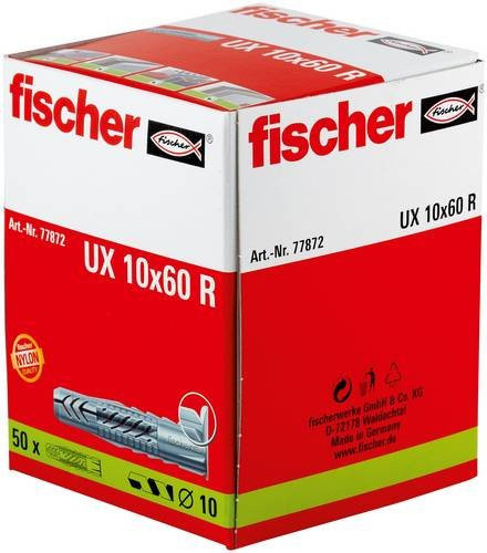 Fischer Universaldübel aus Nylon in Weiß, 50 Stück, Durchmesser: 10 mm, Länge: 60 mm - Bild 1