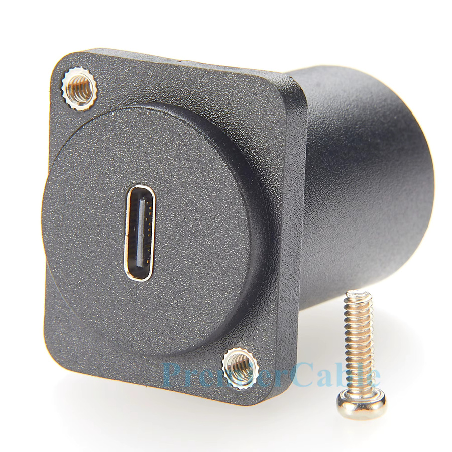 PremierCable USB C auf USB C Panel Mount Adapter 10 Gbit/s D-Typ XLR Shell Typ C 3.1 Buchse auf Buchse in Schwarz - Bild 2