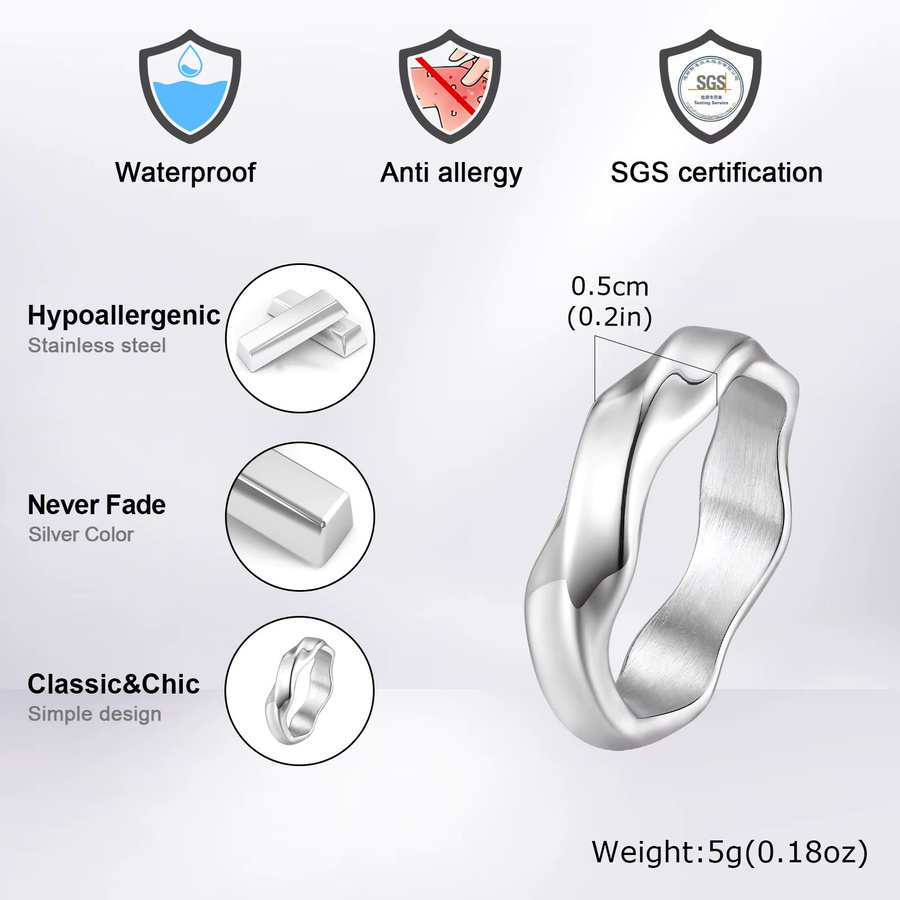 Vnox Mobius-Ring, Edelstahl, Schwarz, Herren - Bild 4
