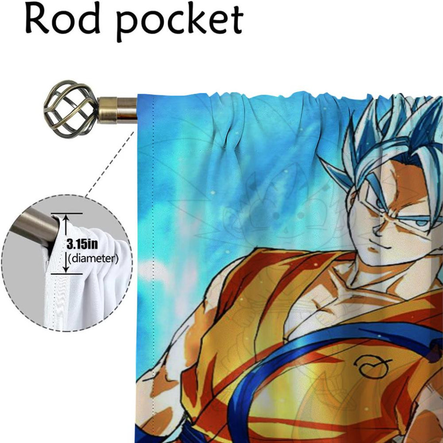 2er-Set Dragon Ball Tüllvorhänge für Kinderzimmer, halbtransparent, mehrfarbig, Breite: 50 cm, Höhe: 70 cm - Bild 2