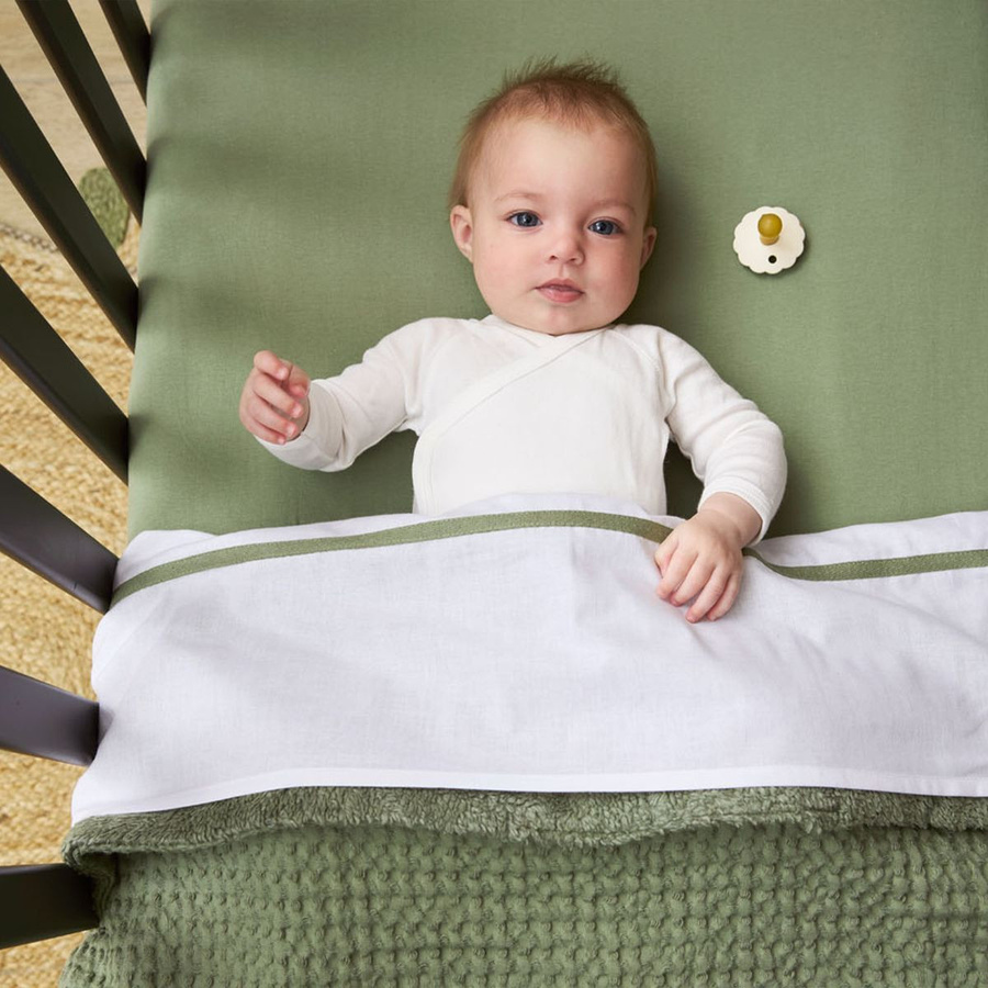 Meyco Kuscheldecke Teddy aus Baumwolle in Olive Green, Waffel-Piqué, B/B: 75 x 100 cm - Bild 3