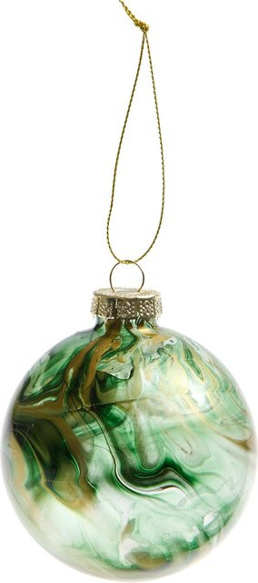 Rico Design Glaskugel Baumschmuck marmoriert in Grün/Gold aus Glas - Bild 1
