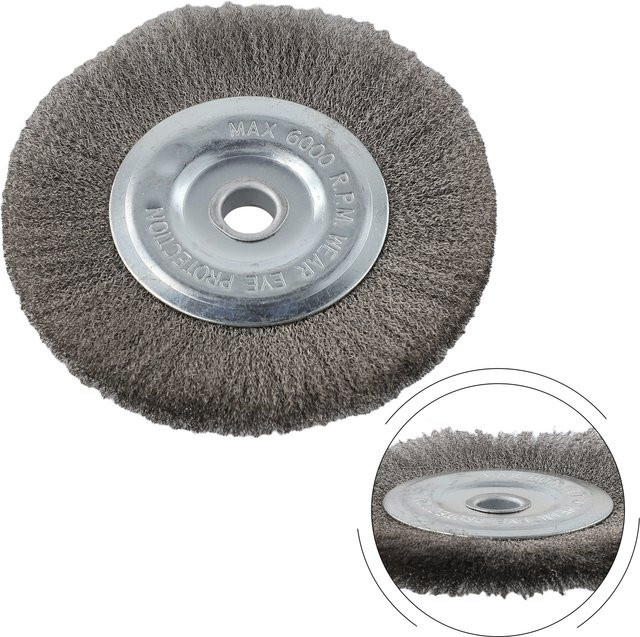 DAZZLEEX Drahtbürste Flach und Gewellt aus Edelstahl für Winkelschleifer, Durchmesser: 15 cm, Farbe: Silber - Bild 1