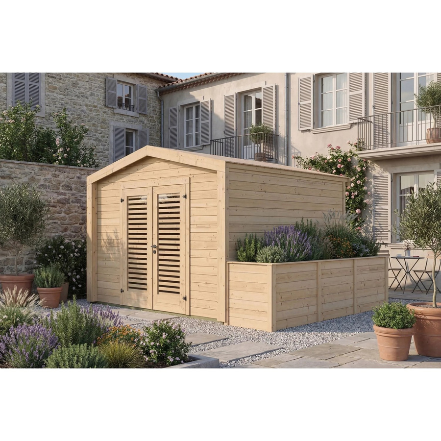 Weka Holz-Gartenhaus Killarney mit Satteldach in Natur Braun, B: 384 cm, T: 313 cm, H: 246 cm - Bild 2