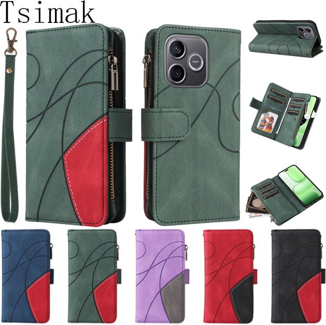 Leder-Handyhülle für Honor 90 200 Smart 400 Lite 600 Pro Magic 8 7 6 5 4 Lite Magic8 Magic7 5G Flip Wallet mit Reißverschluss und 9 Kartenfächern in Blau - Bild 1