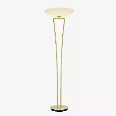 Bankamp Lady LED Deckenfluter in Gold/Messing mit weißem Glasschirm
