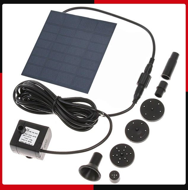 Bürstenlose Solar Wasserpumpe für Garten und Teich in Schwarz, 6V 1,2W zur Bewässerung und für Schwimmende Pflanzen - Bild 1