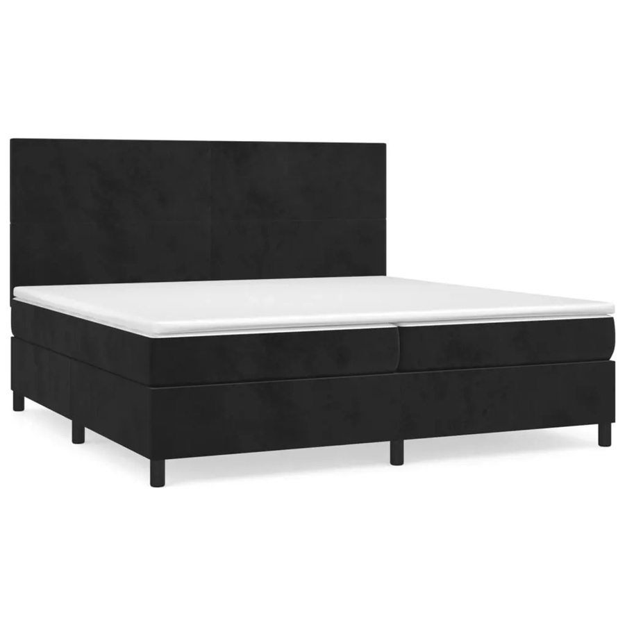 vidaXL Boxspringbett mit Matratze in Schwarz aus Samt, Hybrid-Design mit Taschenfederkern, B/T: 200 x 200 cm - Bild 2