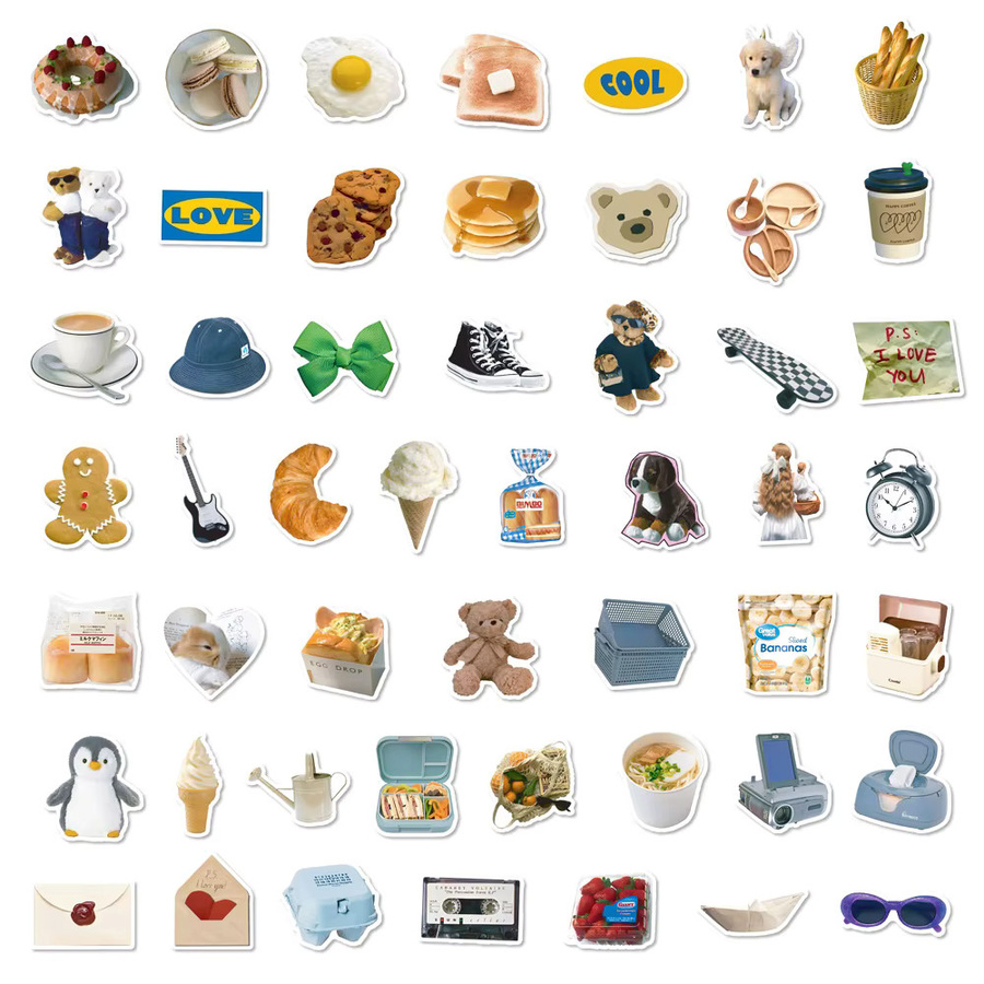 50 Stück Cartoon Aufkleber im Milch und Butter Stil von BulingBulingStickers in Multicolour für Kühlschrank, Laptop und Gepäck - Bild 3
