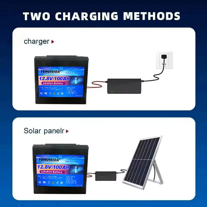 TEHUISIDA Tragbarer LiFePO4 Akku 100Ah 12,8V mit intelligentem BMS in Schwarz - Bild 3