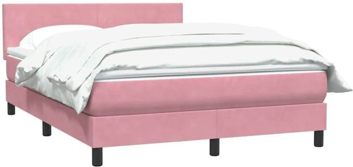 vidaxl Boxspringbett mit Matratze in Rosa und Weiß aus Samt, B/T/H: 160 x 220 cm - Bild 1